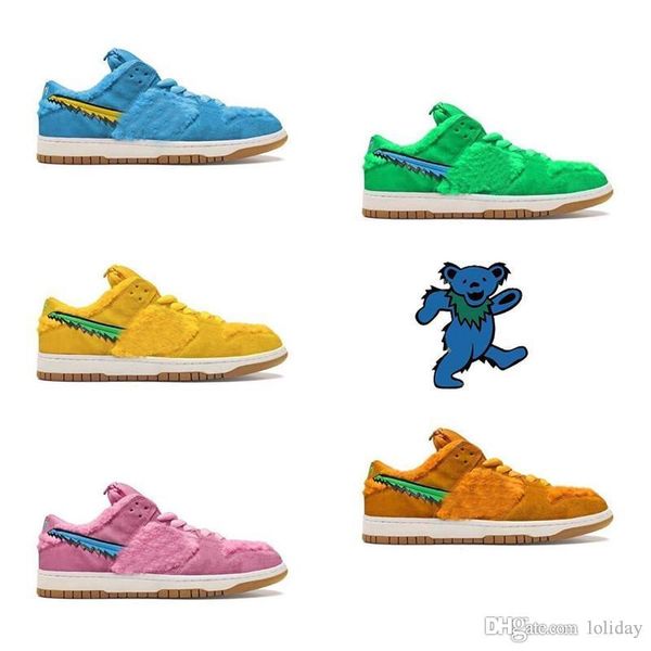 

new authentic grateful dead x sb dunk low green bear orange yellow blue pink bears running shoes men women skateboard shoes sneakers sports
