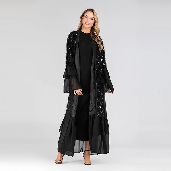 

sequin open abaya kimono dubai muslim dress abayas for women hijab dress islam moroccan kaftan turkish islamic clothing caftan