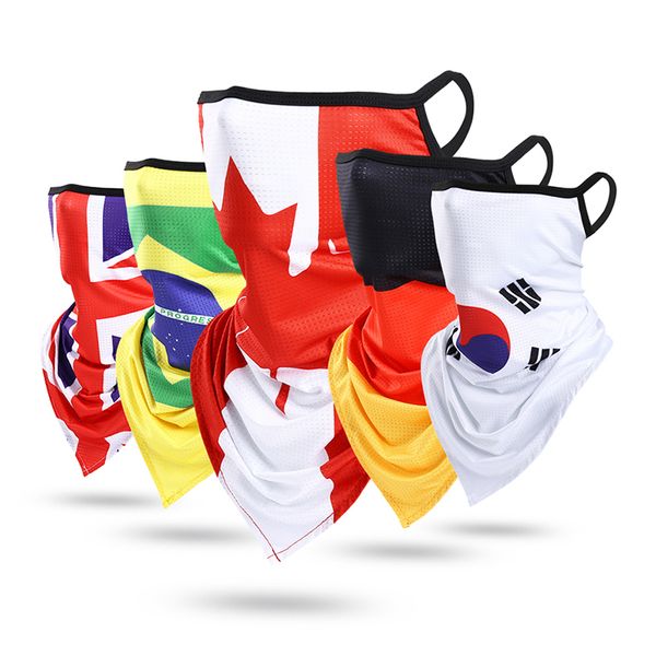 

2020 cycling national flag printed bandana neck gaiter face cover mask shield tube scarves flag scarf men women kids, Black