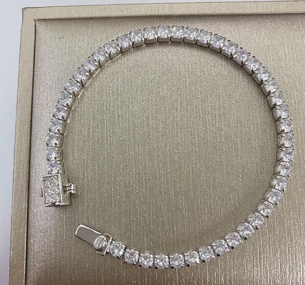 

tennis 18k white gold plated diamond for female with 3mm full diamond and row diamond 15cm new upscale bracelet, Golden;silver