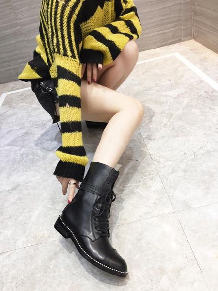 

2020d autumn new leather women's shoes fashion thick with ankle boots, casual wild martin boots, original box packaging delivery