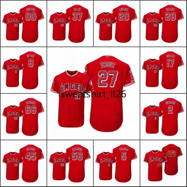 

los angeles angels #27 mike trout 17 shohei ohtani 5 albert pujols men women youth flex base majestic alternate custom jersey, Black