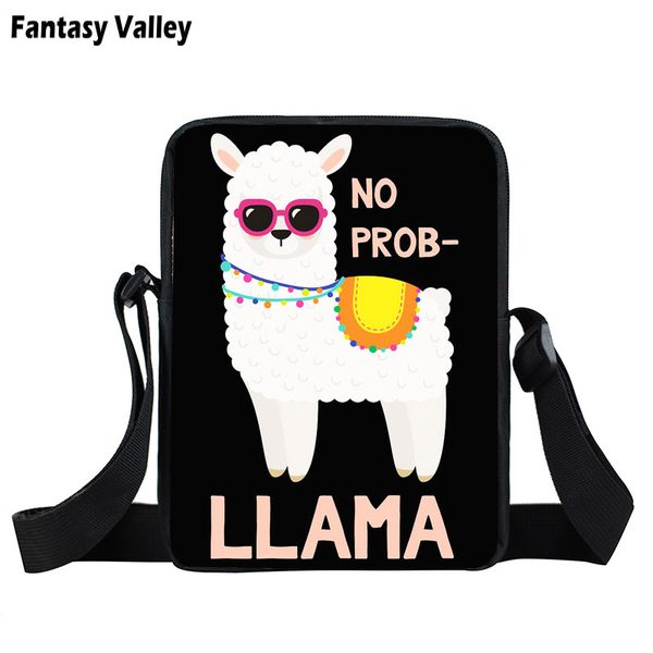 

funny llama print mini messenger bag cute alpaca men women handbag children crossbody bags kids small shoulder bag book gift