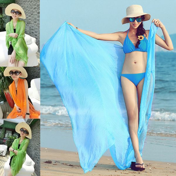 

sale women shawl wraps scarf candy colors crinkle cotton wrap soft stole blend long summer sunscreen sunbathing beach, Blue;gray