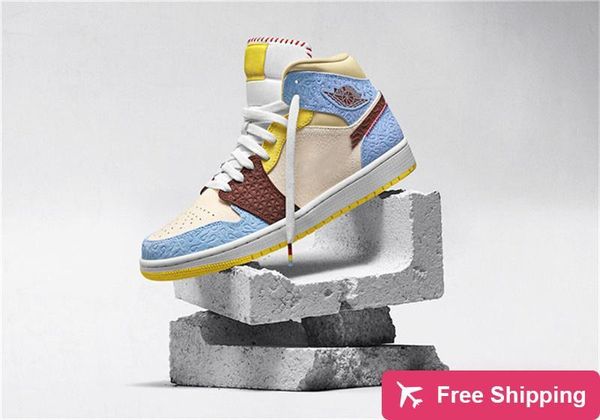 

2020 лучшая обувь аутентичные maison chateau rouge x air mid 1 бесстрашный top баскетбол мужчины женщины африка кроссовки cu2803 -200 с ориг