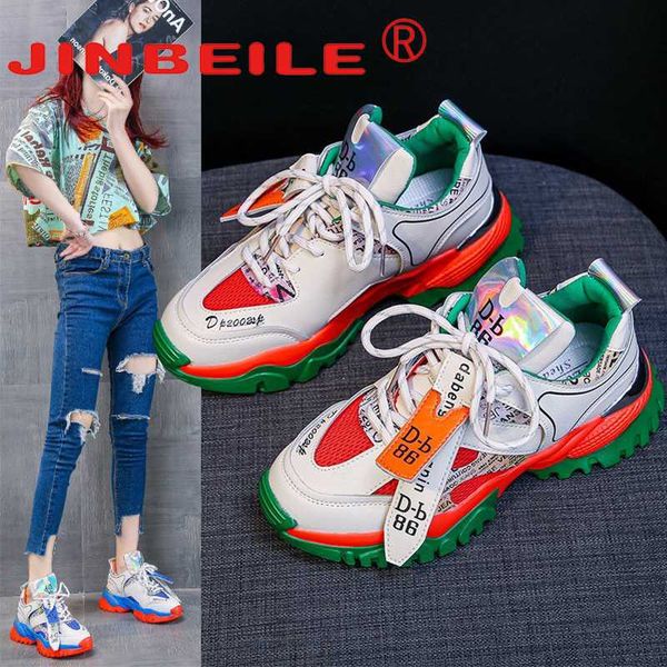 

jinbeile new fashion sneakers women breathable platform casual shoes woman chunky sneakers chaussures de femme partnership