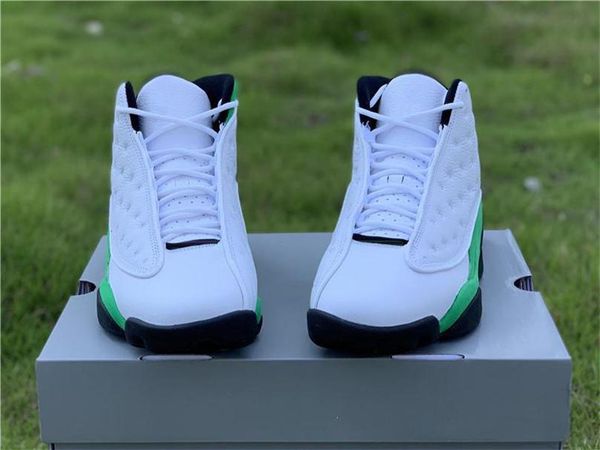 

2020 new authentic 13 lucky green basketball shoes white black 3m reflective 13s db6537 -113 real carbon fiber men sports sneakers with bo