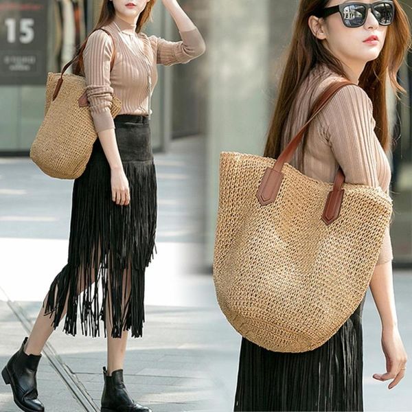 

straw handbag women 2020 summer large-capacity bohemia beach bags shoulder handbags vacation tote bag female shopping bag