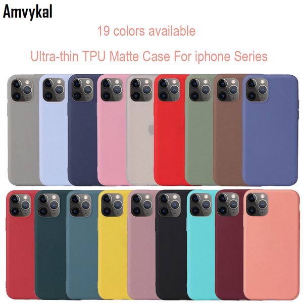 

19 конфеты цвет телефона случай для iphone 12 pro max матовые случая мягкого силикона tpu задняя крышка для iphone12 12pro 12mini