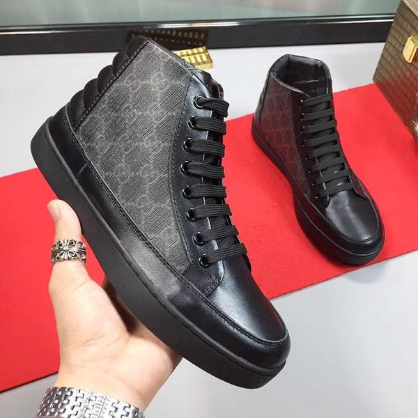

fast delivery mens high sneaker sports mens shoes fashion design footwears lace -up casual luxury men shoes zapatos de lujo para, Black