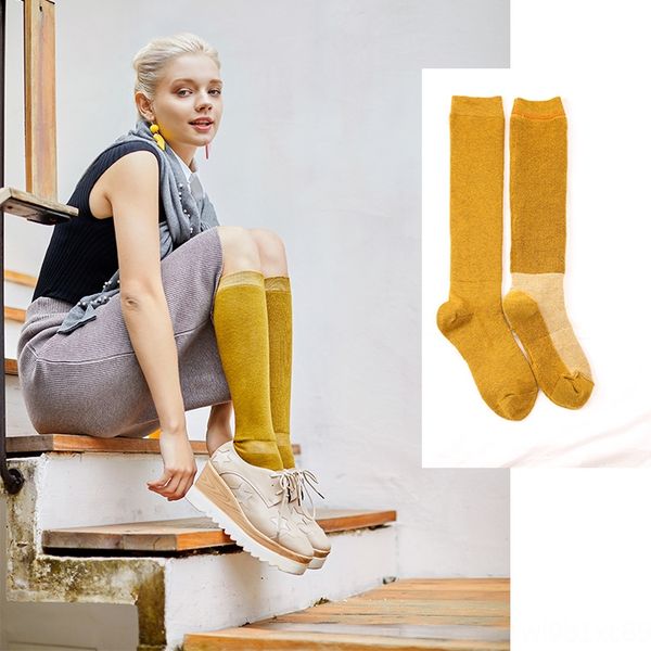 

winter wool blend terry mid-calf socks women's warm warm stockings stockings stockingscotton thickened knee-length socks solid color, Black