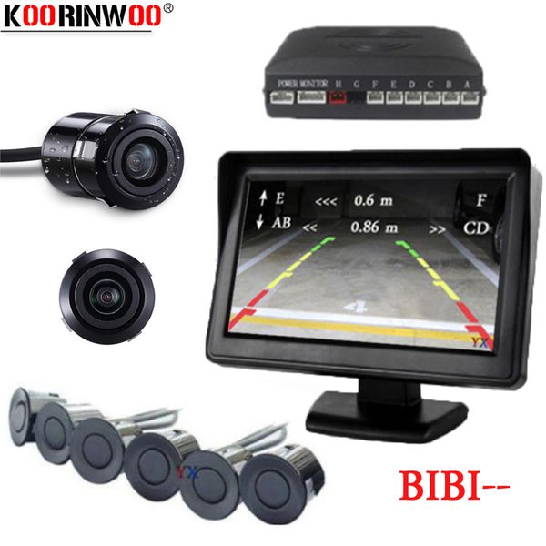 

koorinwoo dual channel car video parking radar sensor front rear 6 sensors video input for car parking camera monitor dvd player