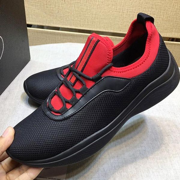 

mesh and neoprene sneakers mens shoes chunky sneakers fashion brands breathable soft style footwears outdoor walking lace -up men shoes, Black