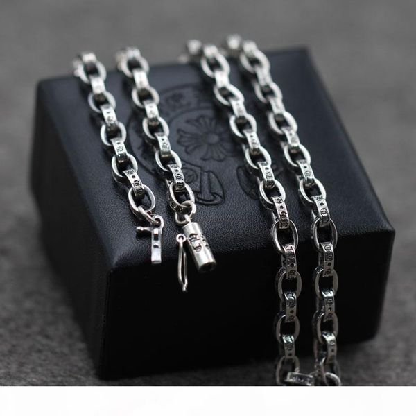 

925 sterling silver thai silver wild necklace ch letter trend men and women sweater chain kka4805