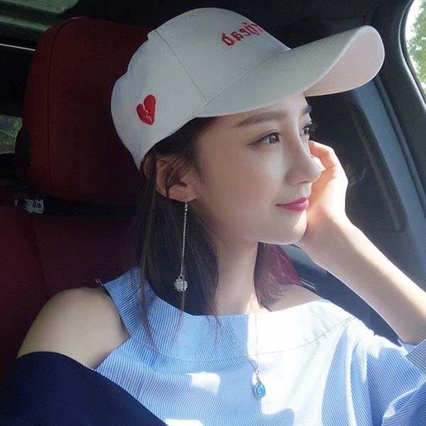 

summer sunscreen korean fashion sunscreen baseball cap casual all-match embroidery love tie couple baseball cap female hat, Blue;gray