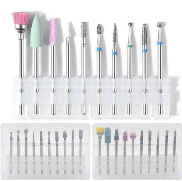 

10pcs/set nail art grinding heads drill bits electric manicure machine diamond bit pedicure beauty care polish tool gifts