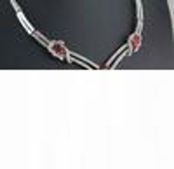 

red garnet ruby z white gold plated necklace earring jewelry set ws#2, Silver