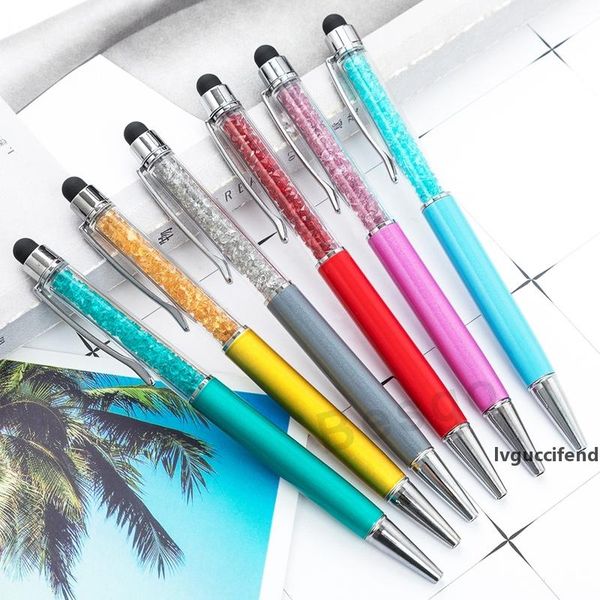 

fine crystal ballpoint pen 1mm fashion creative stylus touch pen writing stationery office school ballpen black ballpoint pens dbc bh2715, Blue;orange