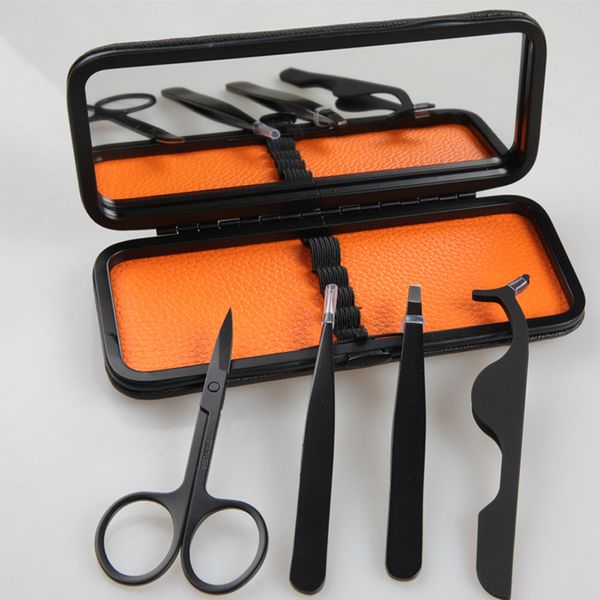 

yiowio luxury stainless steel 4pcs eyelash eyebrow tweezers clip curler scissors set eyelash wearing remove assistance makeup beauty tool