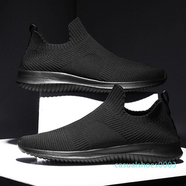 

solid white fashion knitting casual shoes men super light breathable stretch socks sneakers slip on tenis masculino black c03