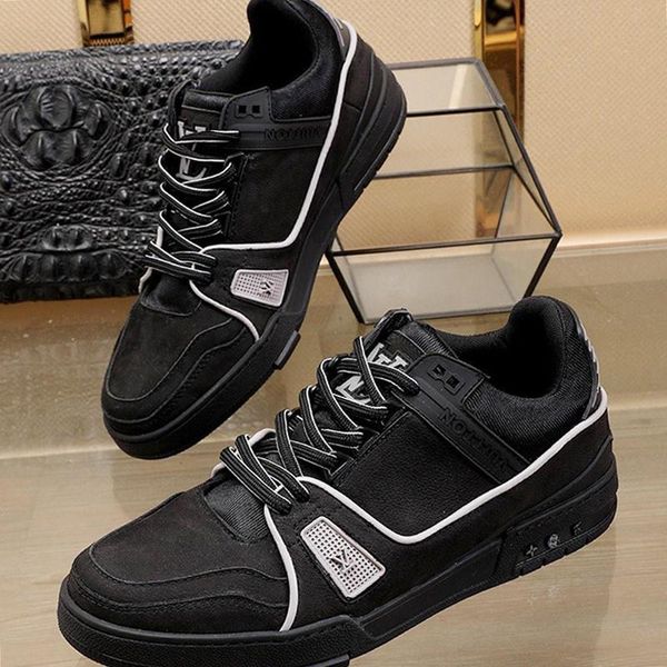 

luxury men sneakers shoes fashion leather with origin box scarpe da uomo footwears trainer sneaker men shoes fashion type, Black