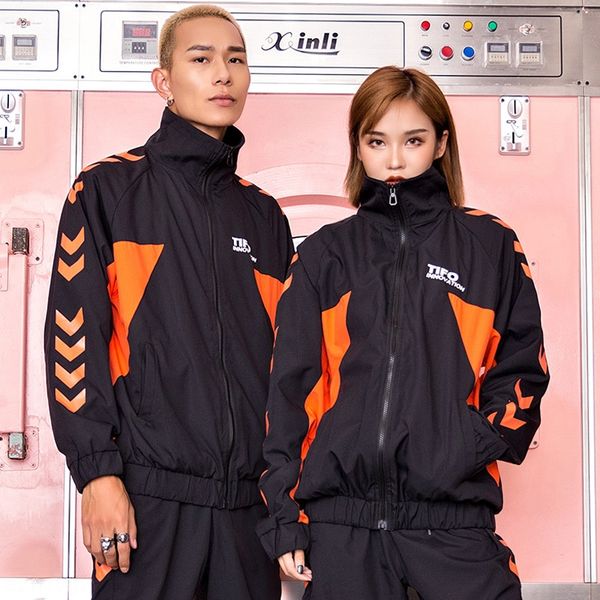 

uynyf осень цвета соответствие спорт траншея пальто мужской и женская ветровка любители куртки модного бренд шить контраст цвет свободный ра, Tan;black