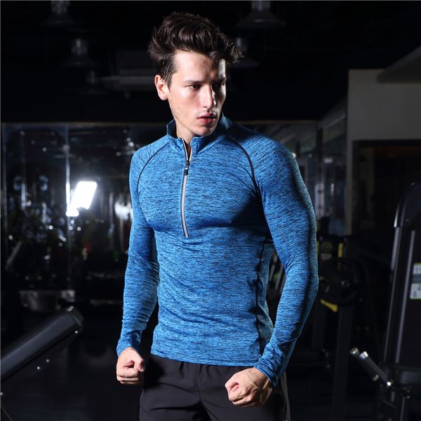 

running jerseys t shirt men basketball sportswear tee sport fitness exercise tights compression gym long sleeve quick dry, Black;blue