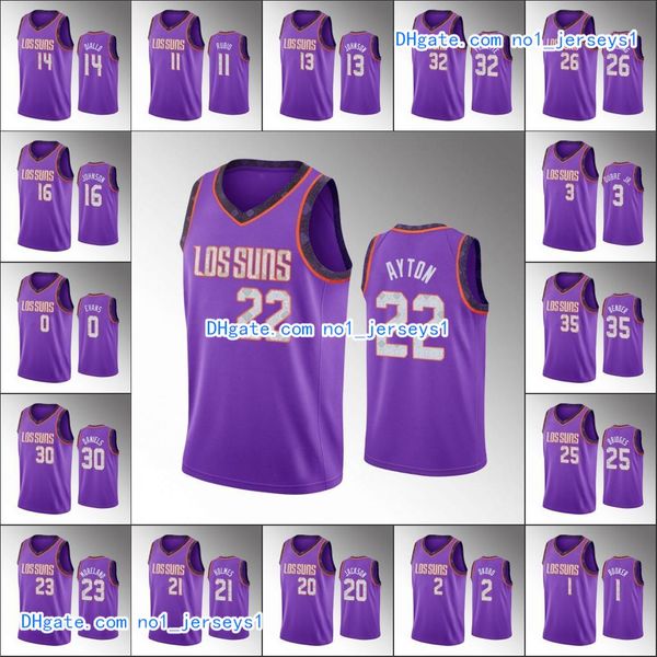 

phoenix suns men devin ricky kelly oubre jr. deandre ayton devin booker rubio nba 2020 purple custom jersey, Black