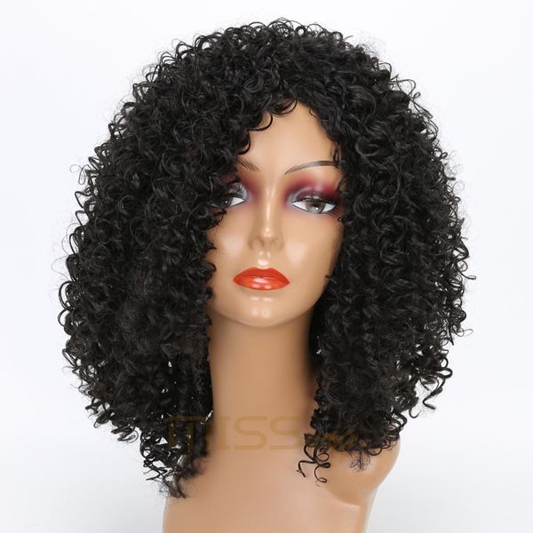 

long kinky curly wigs black mixed brown blonde afro wig medium wigs for black women high temperature fiber