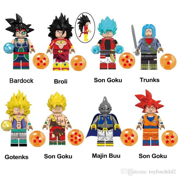 

educational dragon ball z super saiyan son goku broli bardock trunks gotenks majin buu bardock mini action figure building blocks brick toy