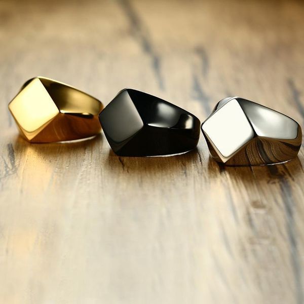 

vnox engraving logo name flat ring for men stainless steel