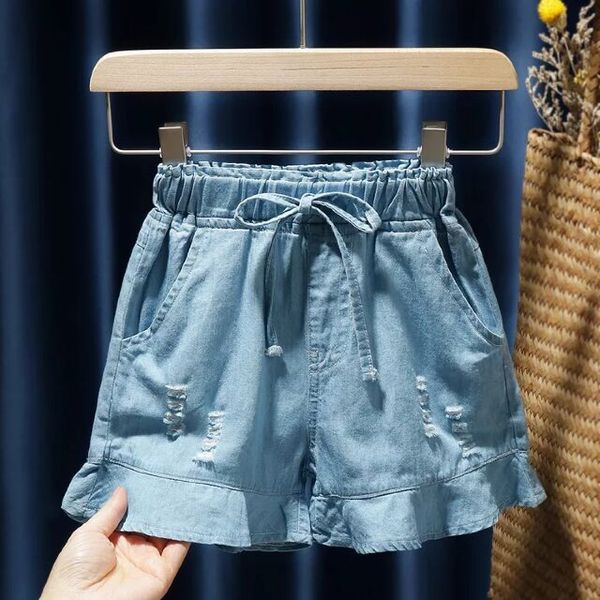 

spring and summer outfit new girl baby style denim shorts pants lace culottes, Black