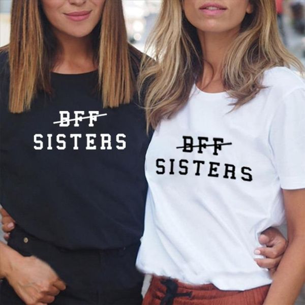 

bff sister shirt cotton tshirt women short sleeve friend t shirt women o neck tee shirt femme white feminina top