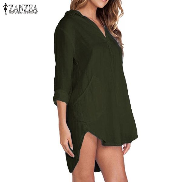 

women's casual blouse 2020 zanzea plus size tunic stylish autumn irregular shirts long sleeve blusas female lapel chemise, White