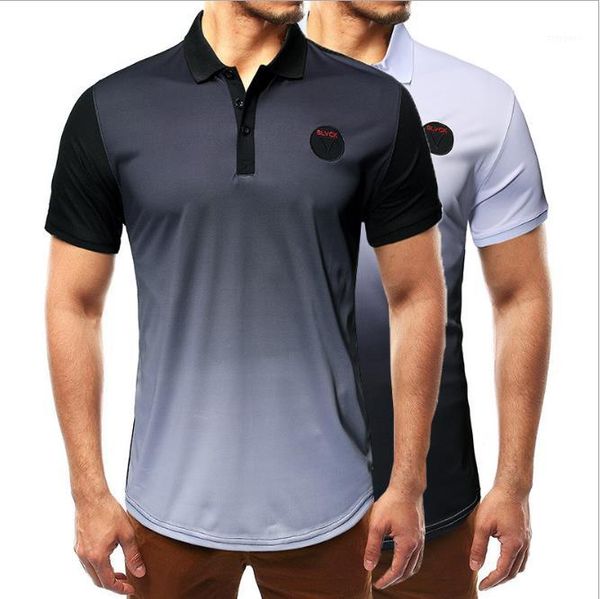 

sport tshirt male clothing mens 2020 luxury designer polos summer gradient color short sleeve lapel neck, White;black