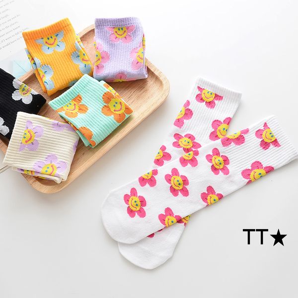 

ins children girls princess socks kids autumn cotton sun flower casual knee socks tide socks fashion parent-child stockings s288, Pink;yellow