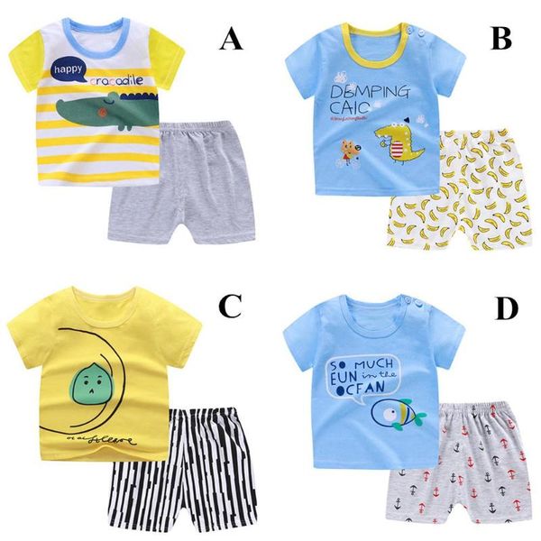 

kuulee дети хлопок мультфильм печать футболка + шорты набор 0-4years kids короткий рукав топы + шорты, White