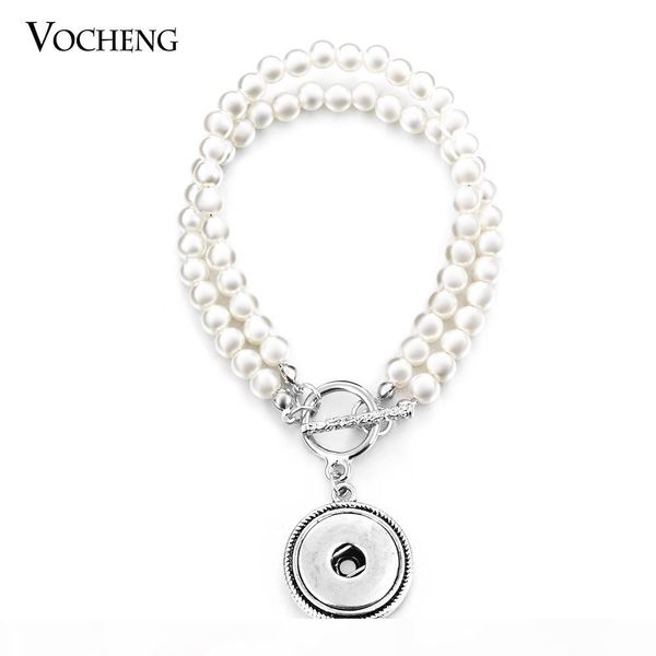 

noosa ginger snap 18mm button pearl jewelry set pendant necklace and bracelet vocheng nn-367, Silver