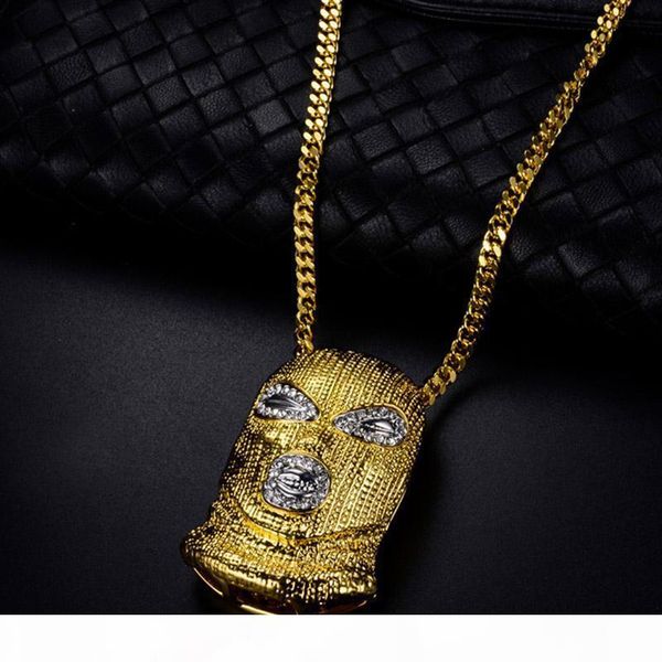 

3 color punk style personalized head masked big pendant necklaces hip hop jewelry steampunk gold long chain statement necklace, Silver