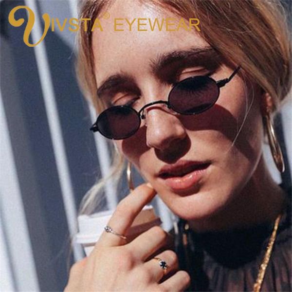 

ivsta vintage sunglasses women small round sun glasses retro ladies sunglass pink oval color lenses eyewear brand designer, White;black