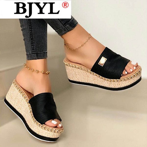 

2020 new women's sandals fashion high heel wedge-heel waterproof platform women's sandals outdoor beach open toe, Black