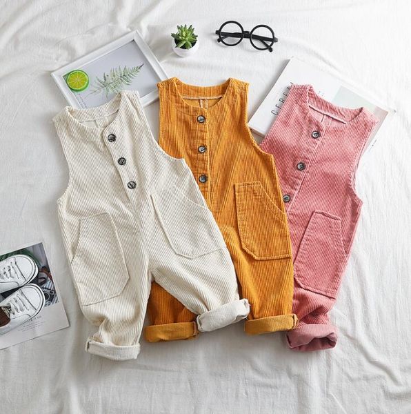 

2020 korea style baby girls boys corduroy overall autumn kids pants 1-6 years, Blue