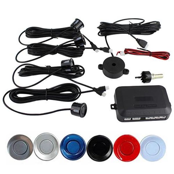 

12v dc car parking sensor car reversing sound alert with 4 sensors double cpu anti collision system accessories