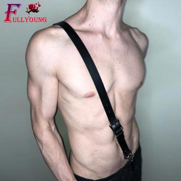 

men leather leather adjustable waist suspender harness belt chest shoulder exotic tanks belt with buckles metal trouser straps, Black;brown