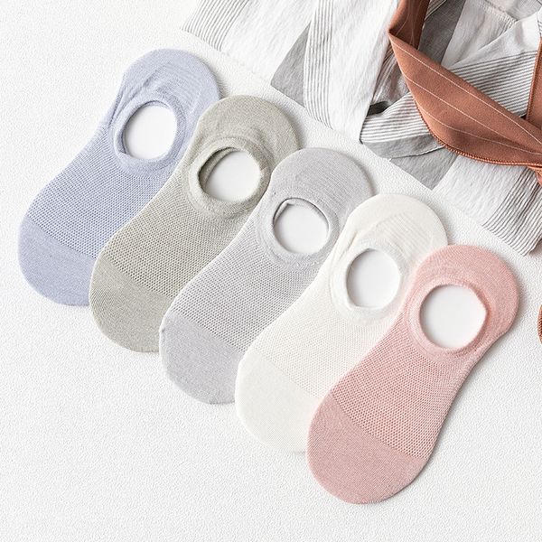 

summer 2019 new hollowed-out women's invisible boat silicone boat breathable mesh fresh socks women's silicone anti-skid socks, Pink;yellow