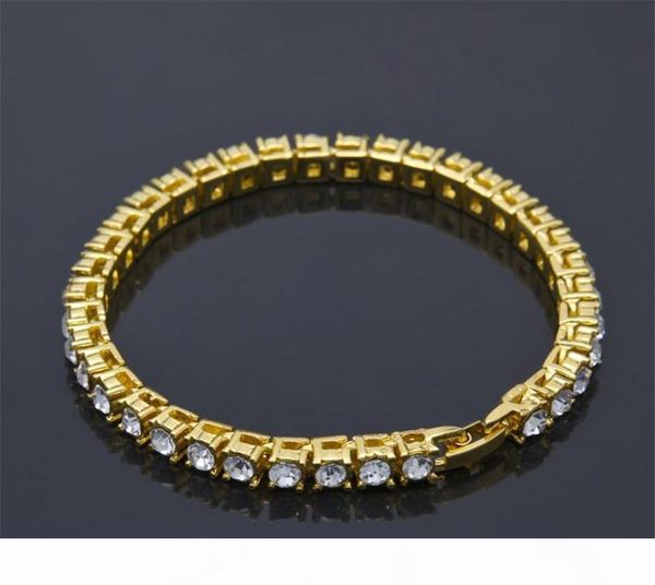 

мужская хип-хоп ювелирных изделий однорядные страз браслеты европейский и американский стиль кристалл хип-хоп цепи браслеты аксессуары a1, Golden;silver