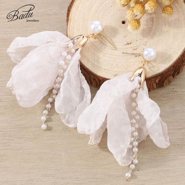 

badu yarn flower dangle women earrings trendy elegant created charm statement drop earrings wedding party gift jewelry summer, Silver