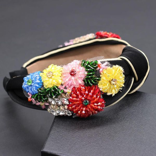 

color crystal flower bohemian headbandbaroque heavy hand sewing fabric color particles crystal pearl fashion headband 867, Golden;silver