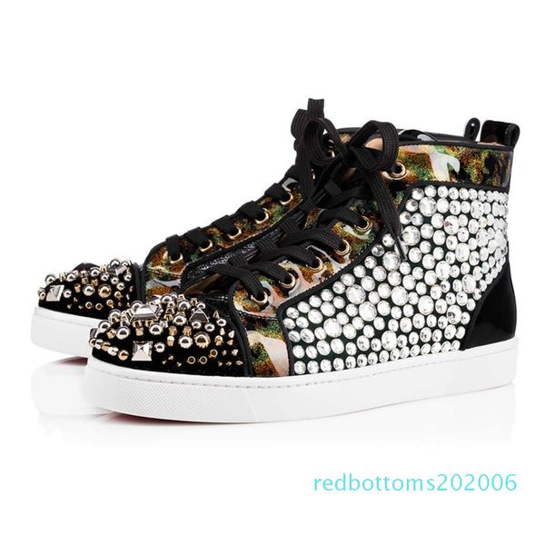 

designer shoes suede spike bottoms casual shoes for women mens triple white black red multi party wedding flat rivet sneakers 36-47 t01