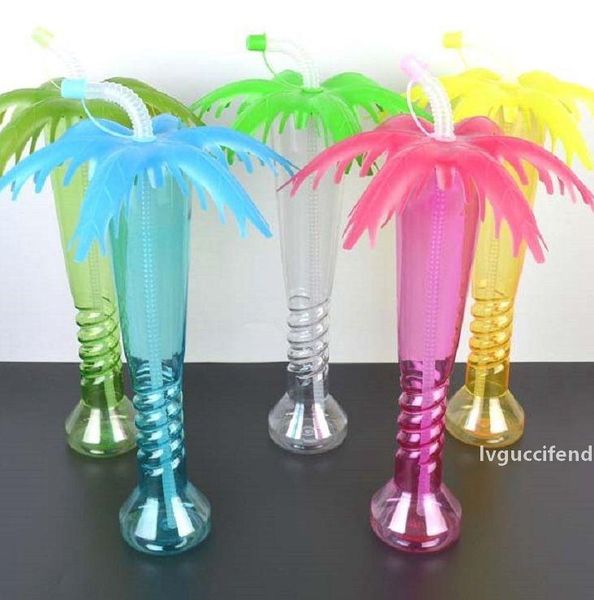 

coconut palm tree yard cup hawaiian beach kids party cup lid straw cap beach party decor bottle ljjk2210
